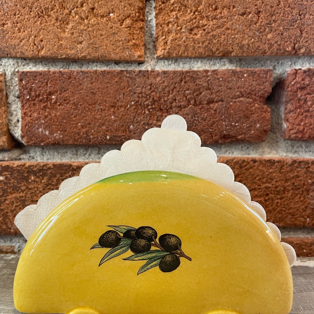 Yellow Olive Ceramic Napkin Holder